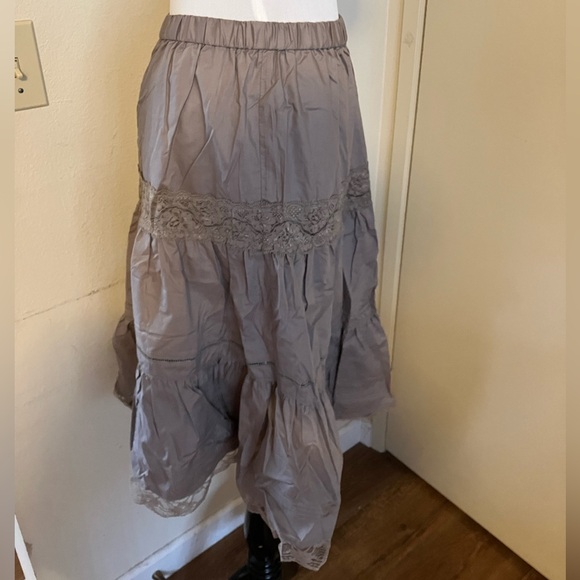 Japanese Voi·e·noi Fairy core Lace Tiered Skirt Tan brown - Picture 10 of 14